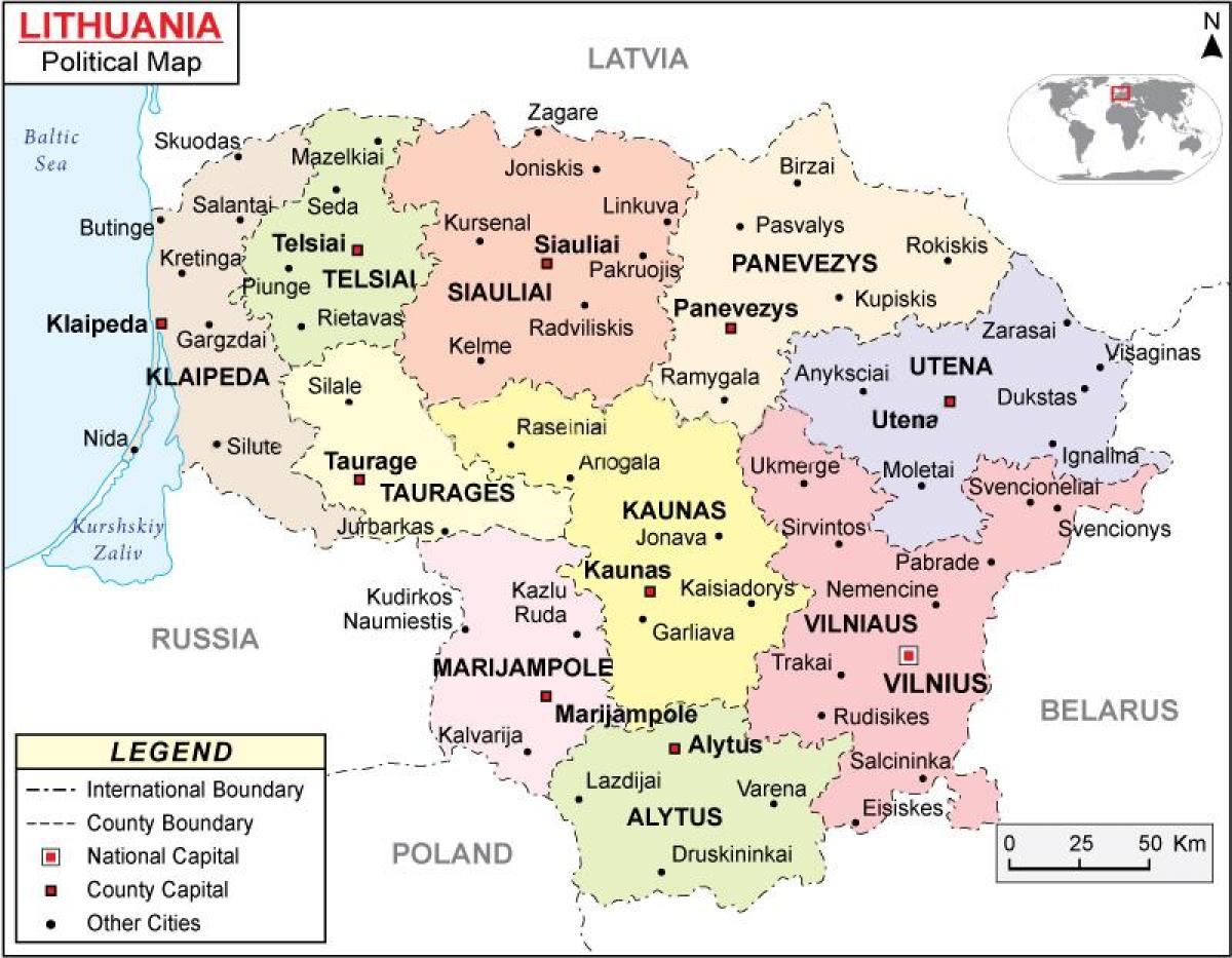 Litvanya haritası siyasi