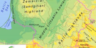 Litvanya fiziksel haritası 